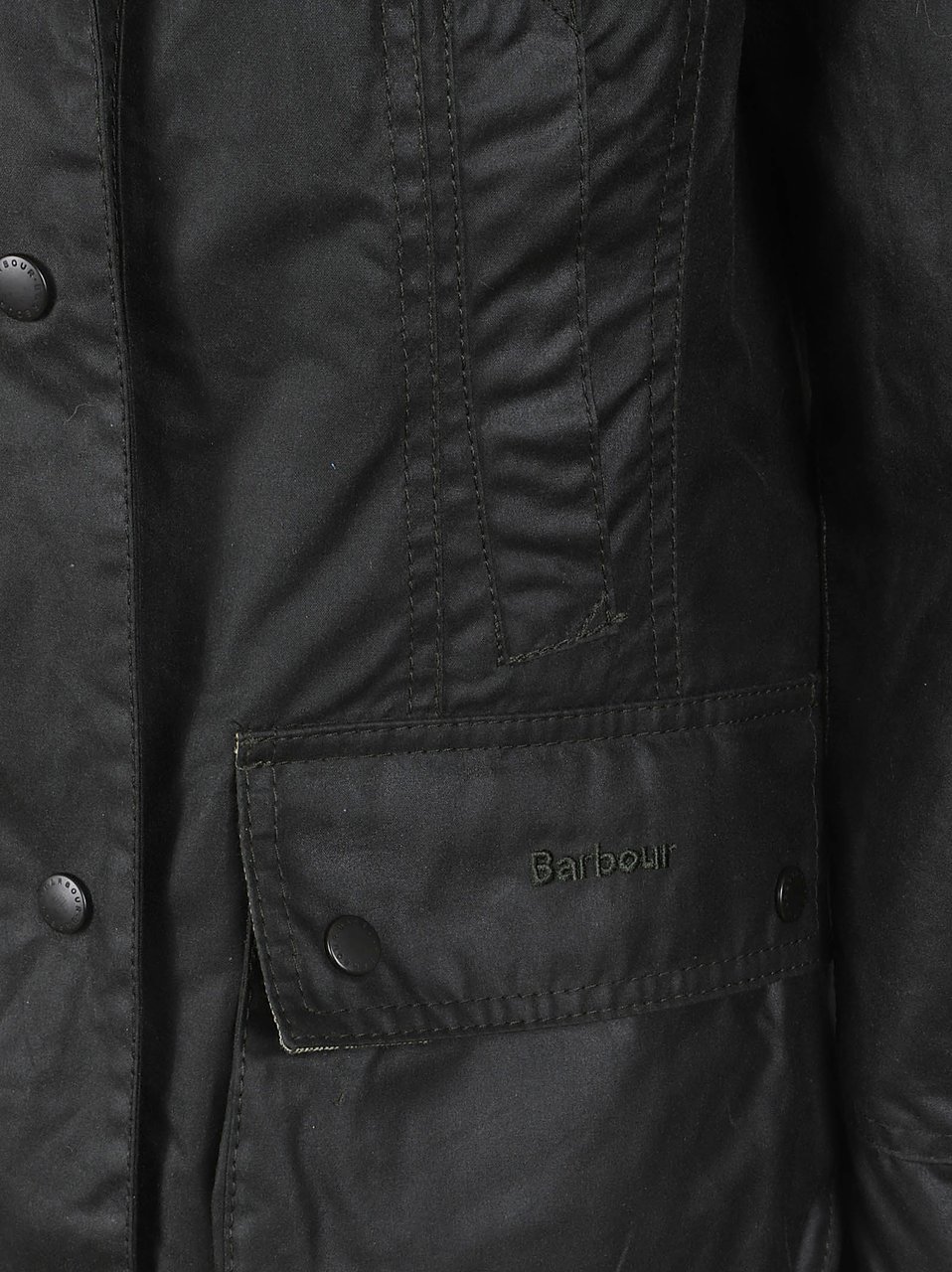 Barbour Waxed Cotton Jacket with Ribbed Collar Zwart