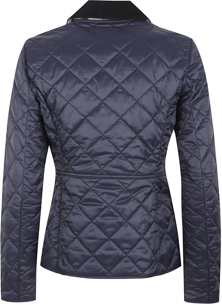 Barbour Quilted Jacket with Corduroy Collar and Fitted Silhouette Zwart