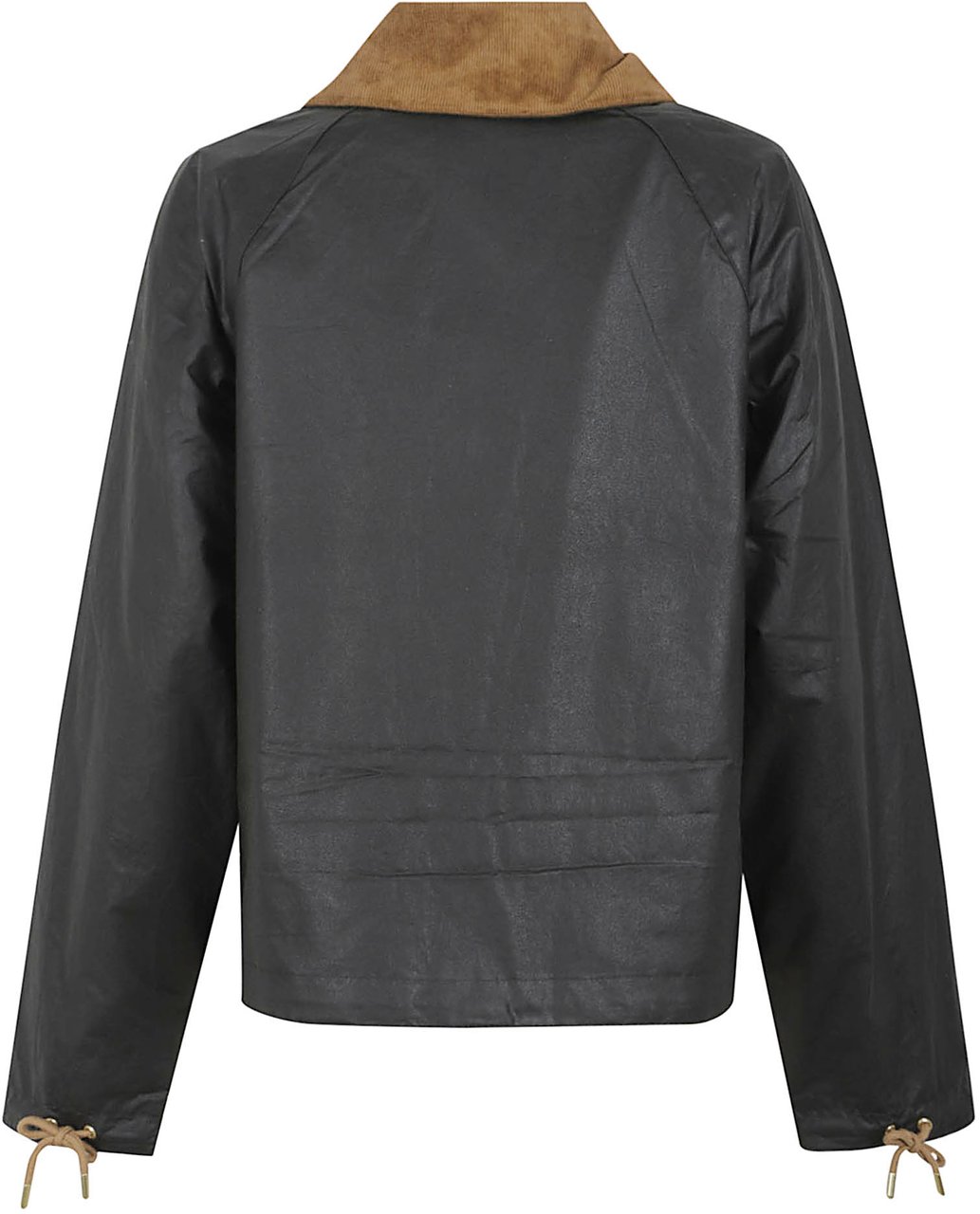 Barbour Cropped Waxed Cotton Jacket with Tartan Lining Zwart