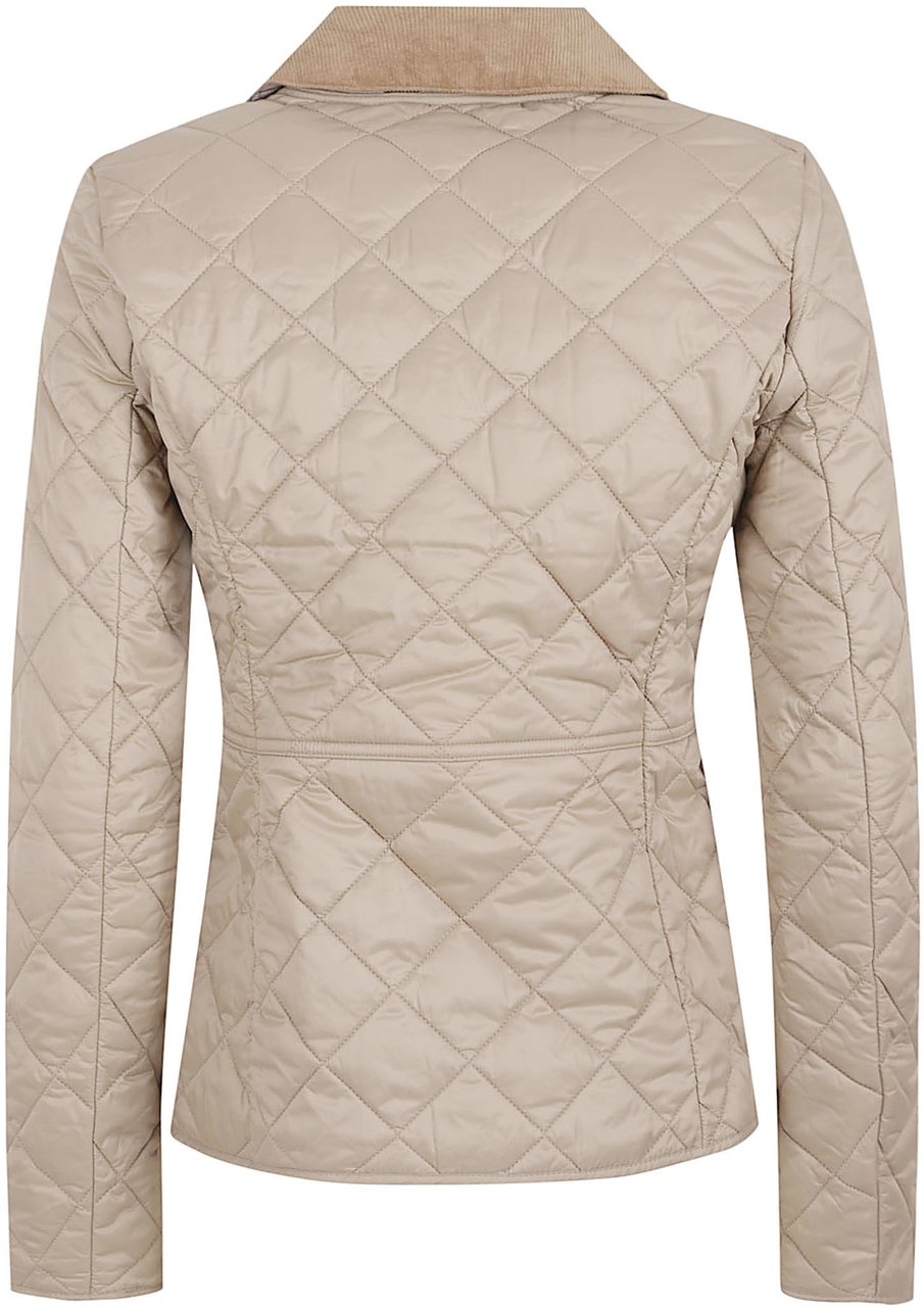 Barbour Quilted Jacket with Corduroy Collar and Contrast Lining Neutraal
