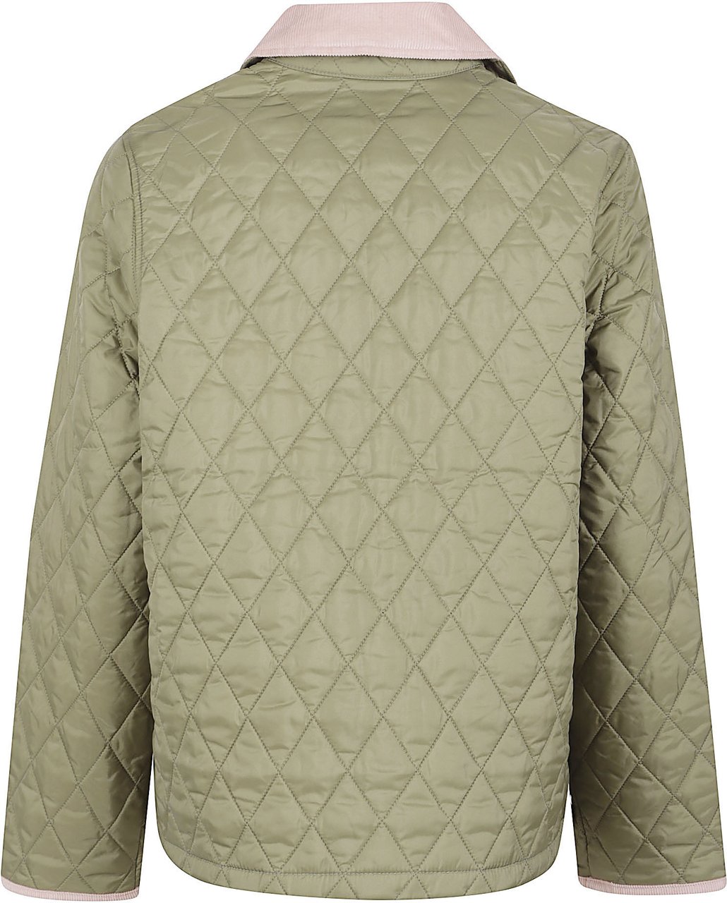 Barbour Diamond-Quilted Cropped Jacket with Corduroy Accents Grijs