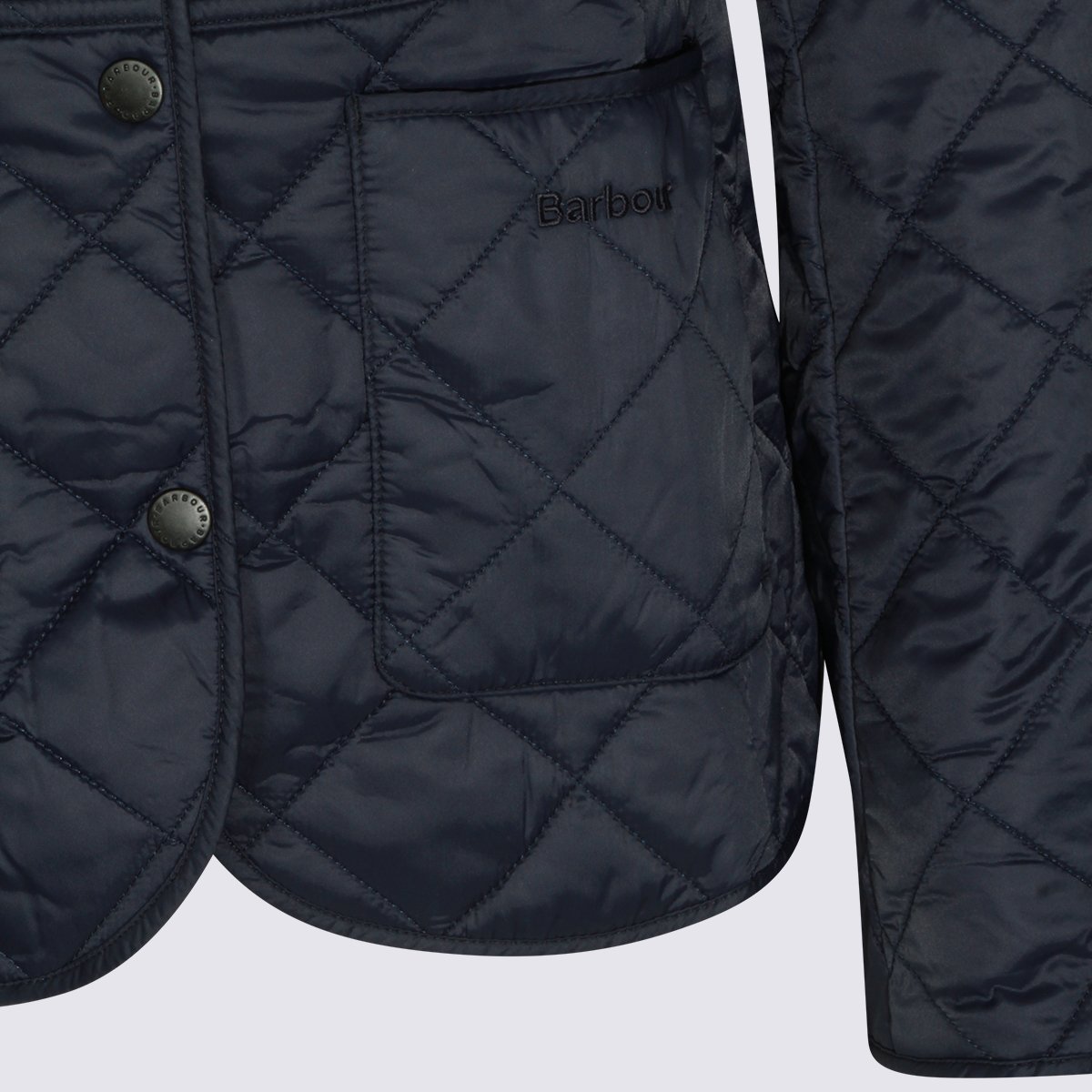 Barbour Quilted Diamond-Pattern Jacket With Corduroy Collar Zwart