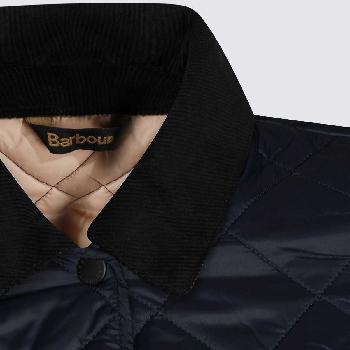 Barbour Quilted Diamond-Pattern Jacket With Corduroy Collar Zwart