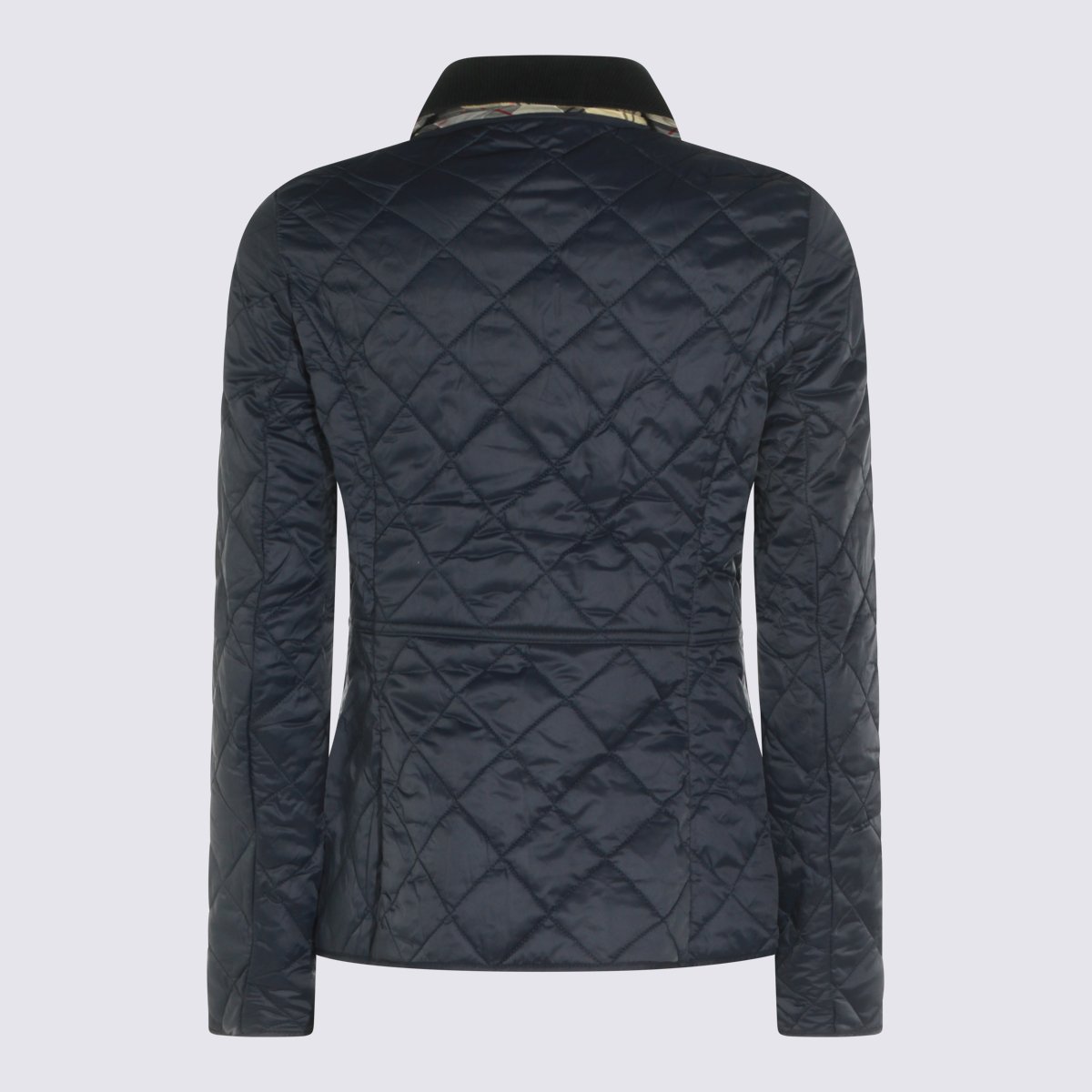 Barbour Quilted Diamond-Pattern Jacket With Corduroy Collar Zwart