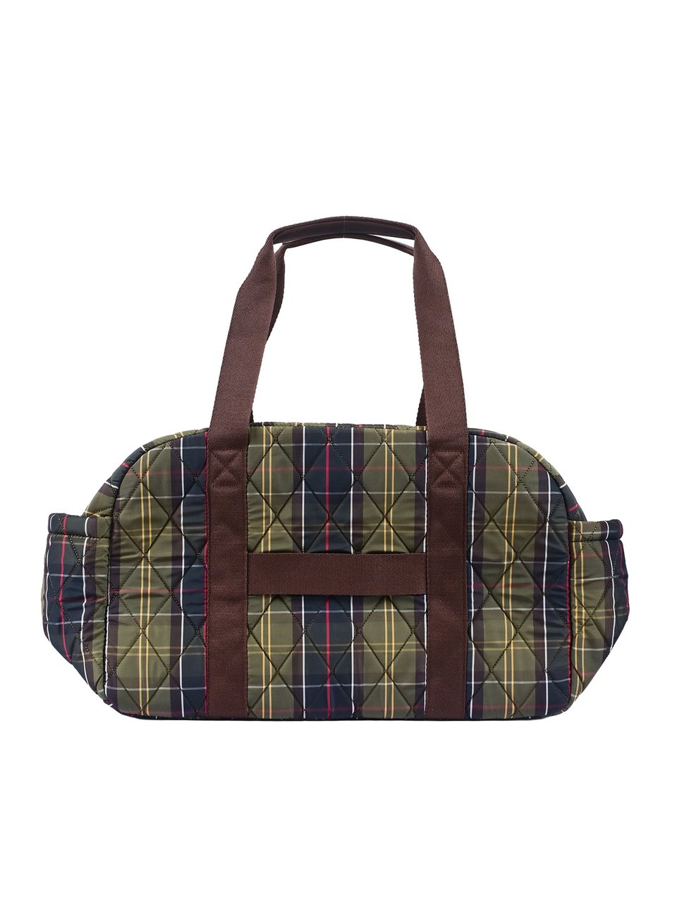 Barbour Quilted Tartan Pattern Overnight Tote Bag Grijs