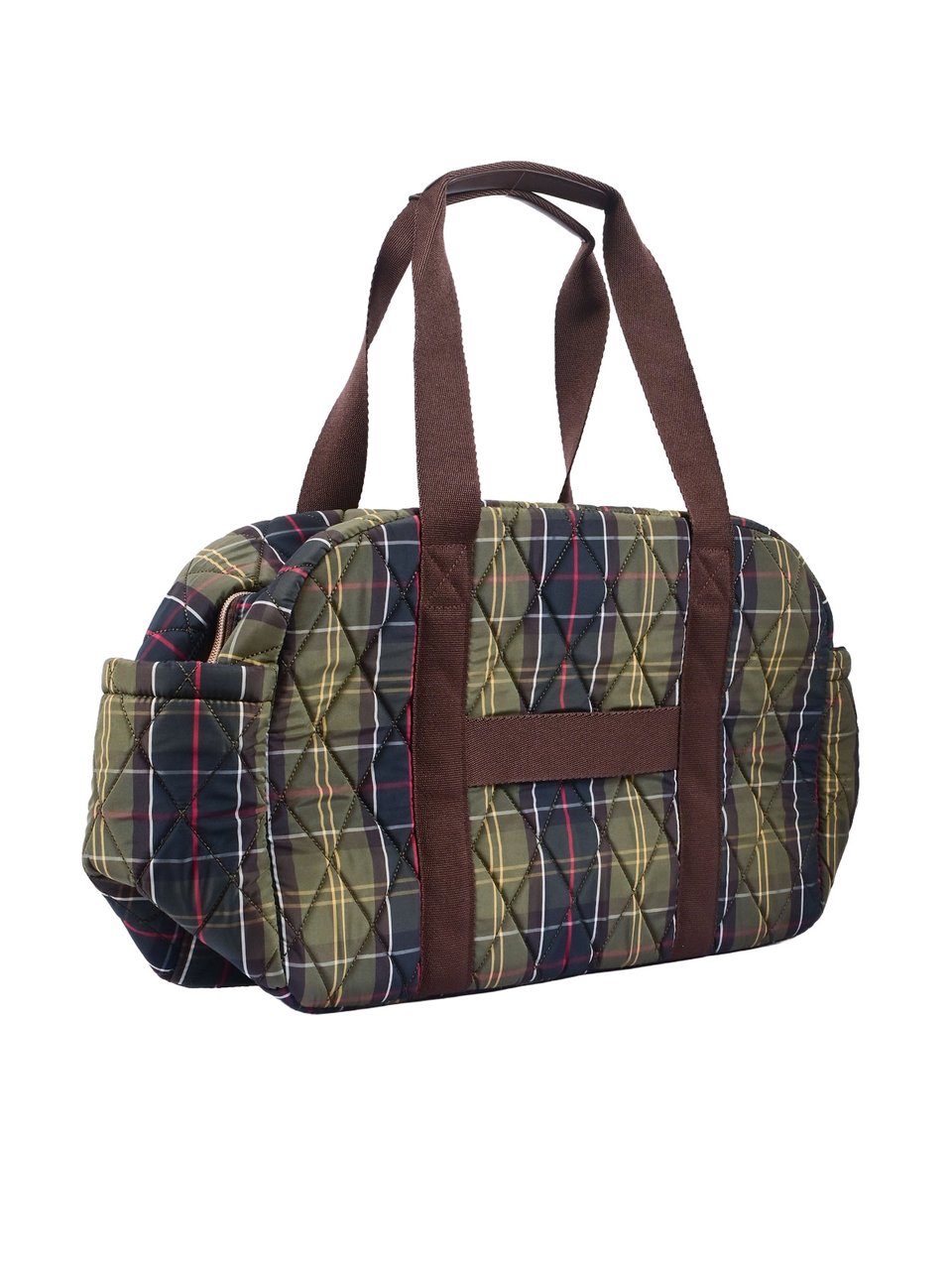 Barbour Quilted Tartan Pattern Overnight Tote Bag Grijs
