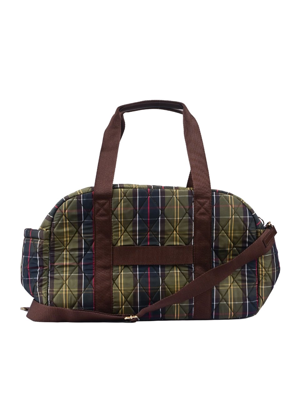 Barbour Quilted Tartan Pattern Overnight Tote Bag Grijs