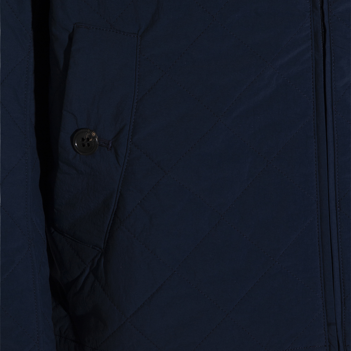 Barbour Quilted Blue Jacket With High Collar Blauw