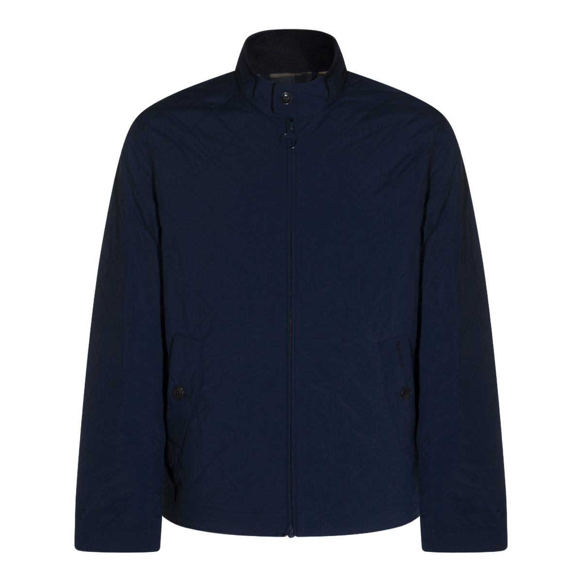 Barbour Quilted Blue Jacket With High Collar Blauw