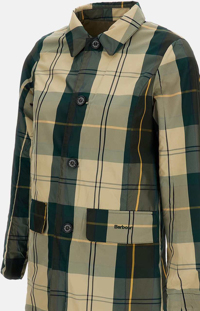 Barbour Babbity Green Reversible Showerproof Raincoat Groen