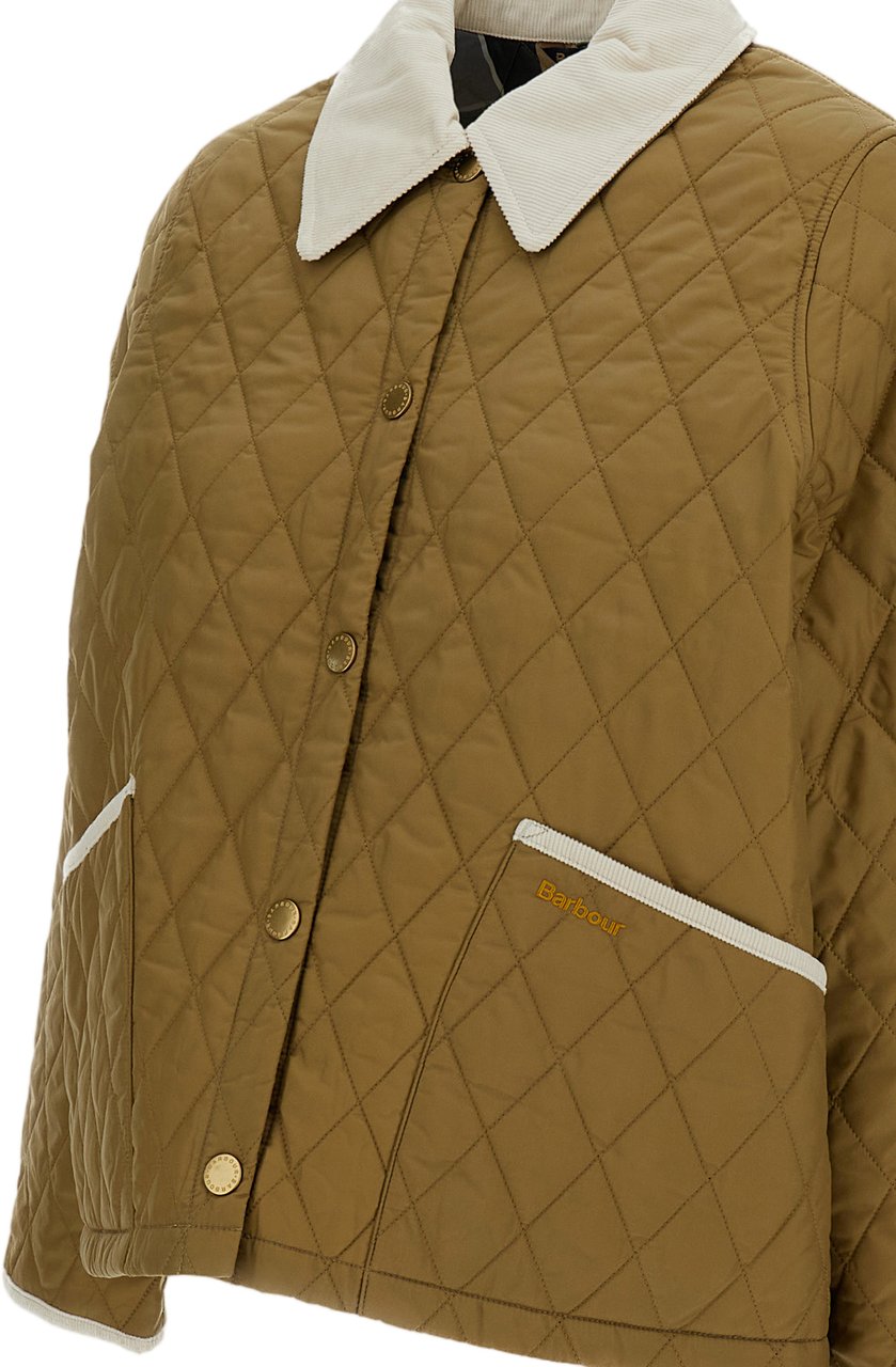Barbour Liddesdale Style Quilted Jacket with Corduroy Accents Bruin