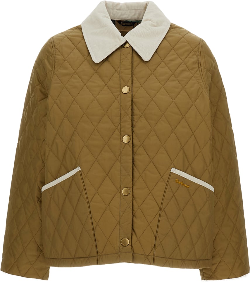 Barbour Liddesdale Style Quilted Jacket with Corduroy Accents Bruin