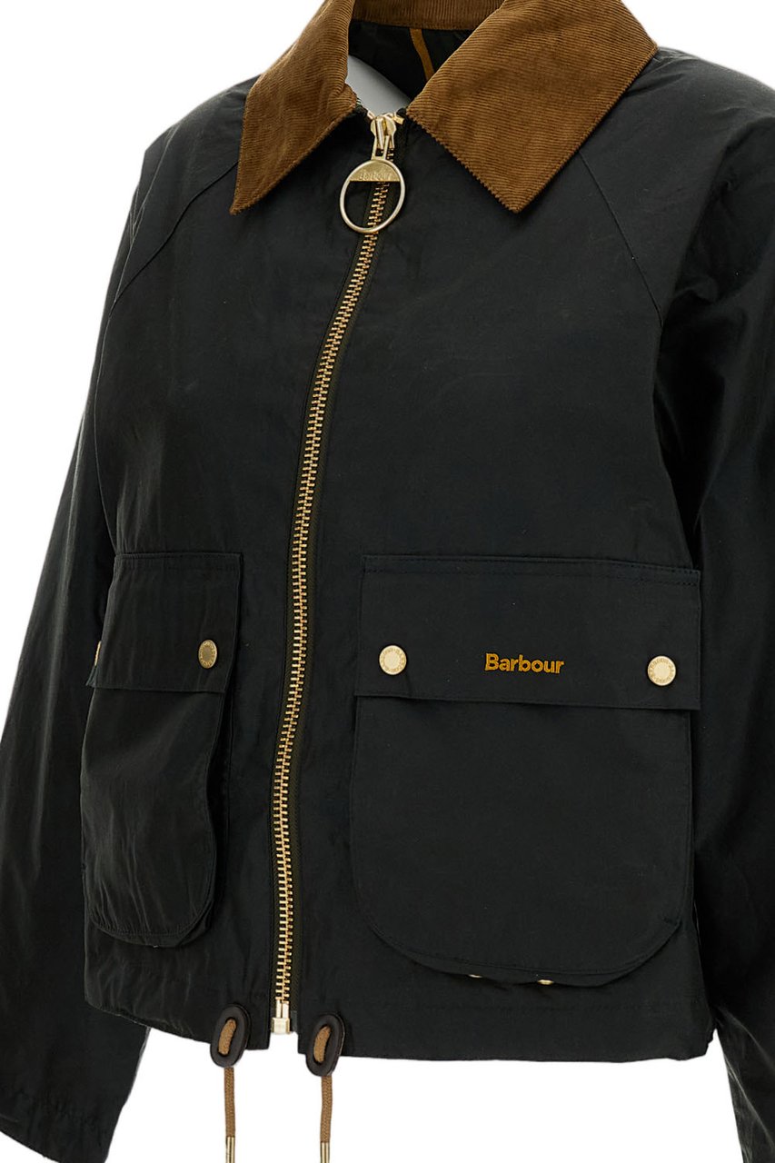 Barbour Waxed Cotton Jacket with Contrasting Corduroy Collar Zwart