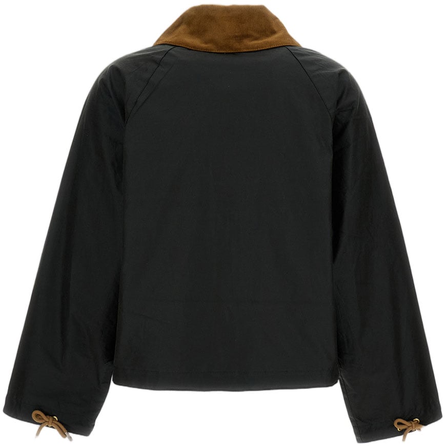Barbour Waxed Cotton Jacket with Contrasting Corduroy Collar Zwart