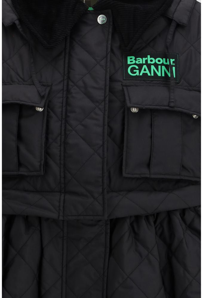 Barbour Black Polyester Coat Zwart