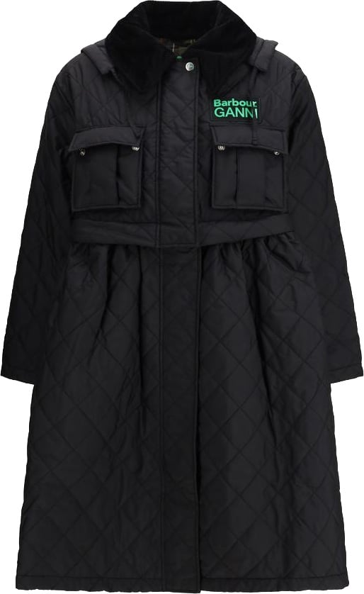 Barbour Black Polyester Coat Zwart