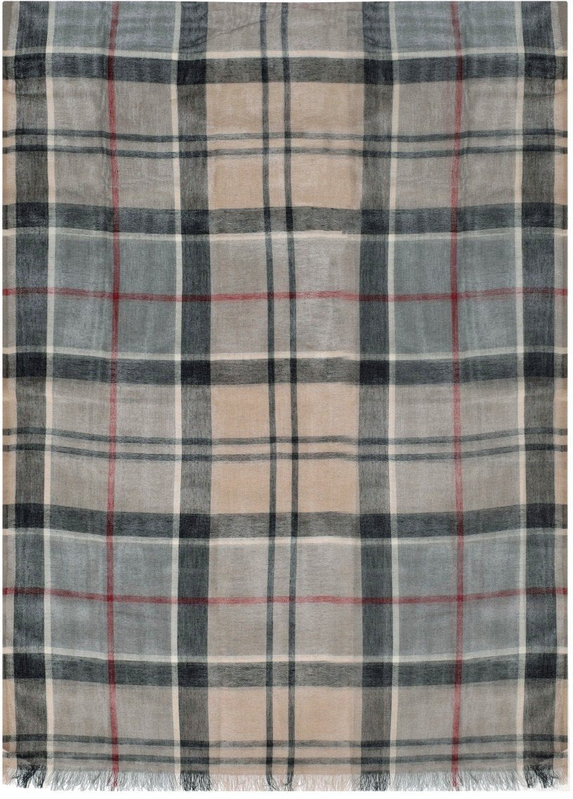Barbour BARBOUR WELTON TARTAN GREY BEIGE SCARF Grijs