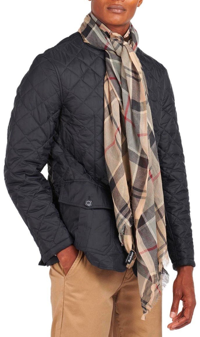 Barbour BARBOUR WELTON TARTAN GREY BEIGE SCARF Grijs