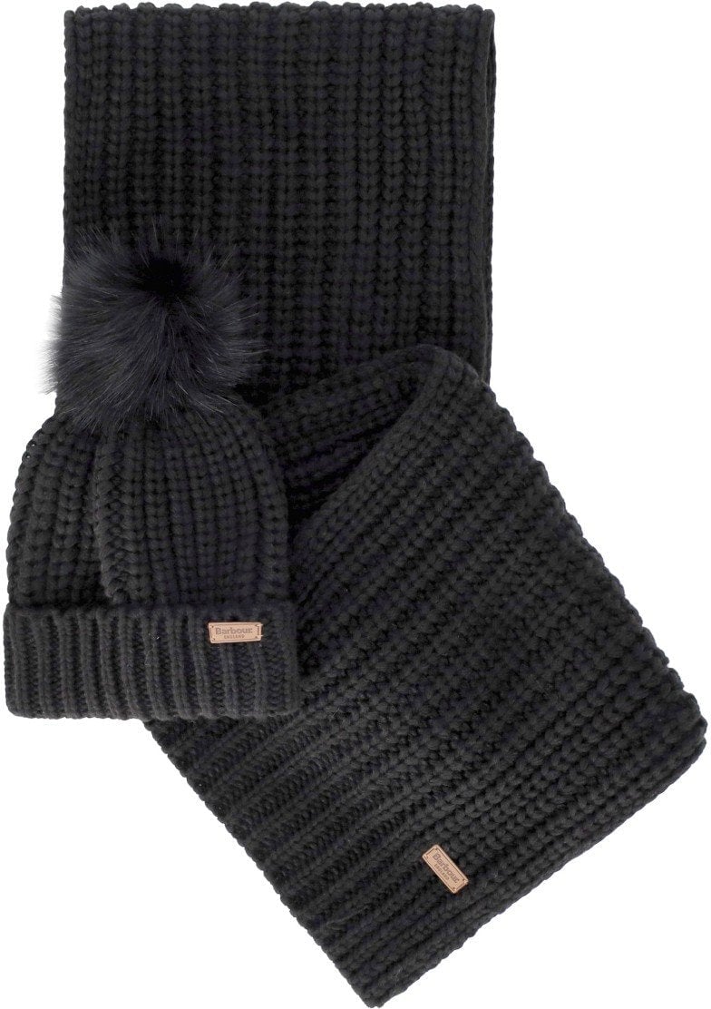 Barbour BARBOUR SALTBURN BEANIE + SCARF SET Zwart