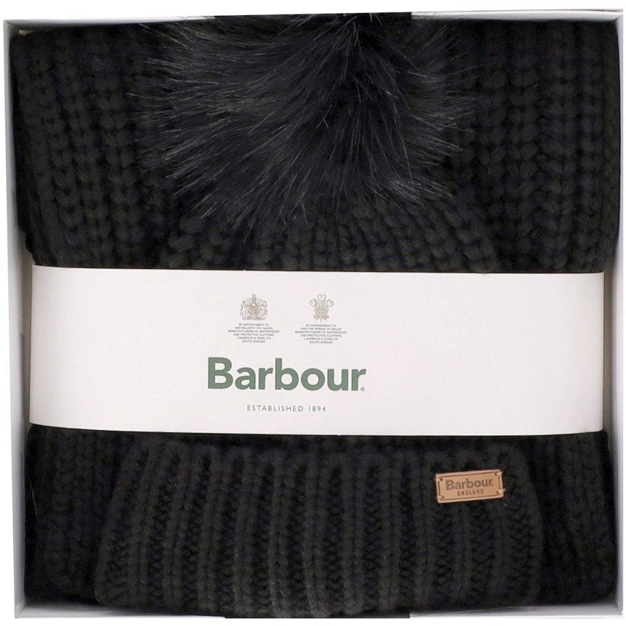Barbour BARBOUR SALTBURN BEANIE + SCARF SET Zwart