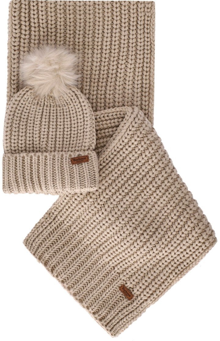 Barbour BARBOUR SALTBURN BEANIE + SCARF SET Beige