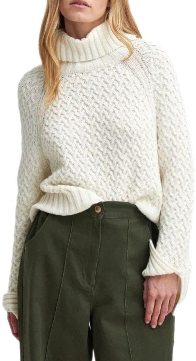 Barbour BARBOUR MALTON ECRU TURLENECK SWEATER Wit