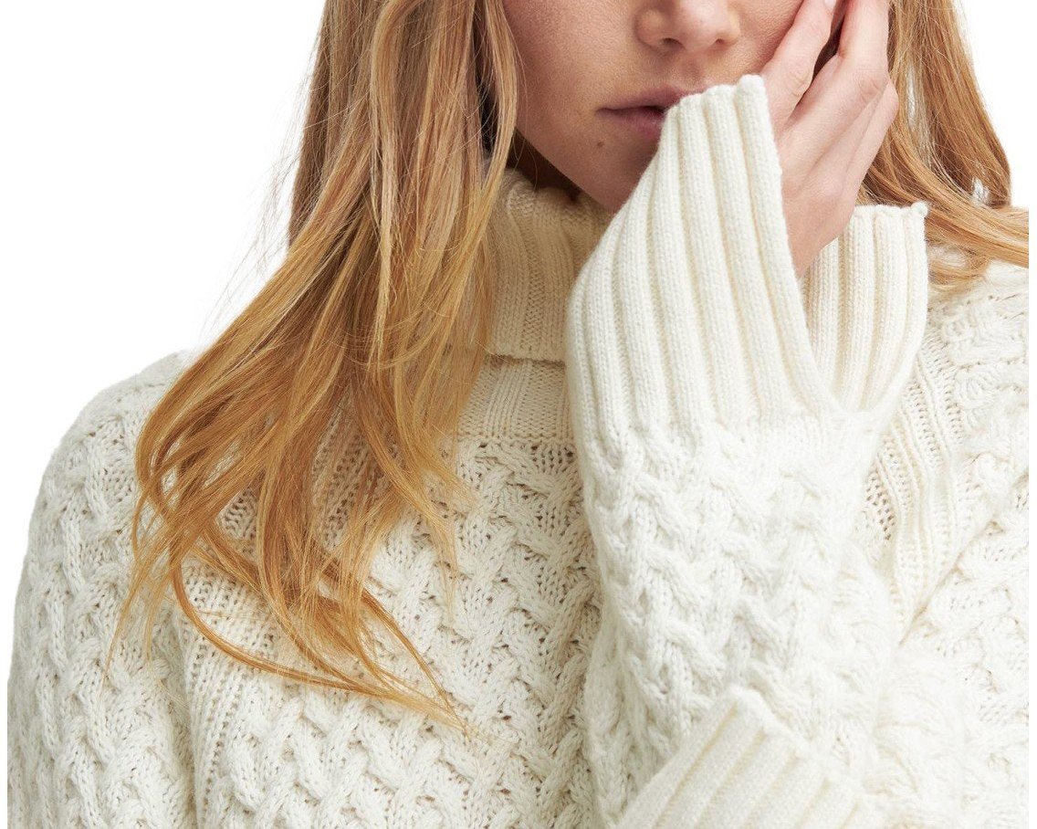 Barbour BARBOUR MALTON ECRU TURLENECK SWEATER Wit