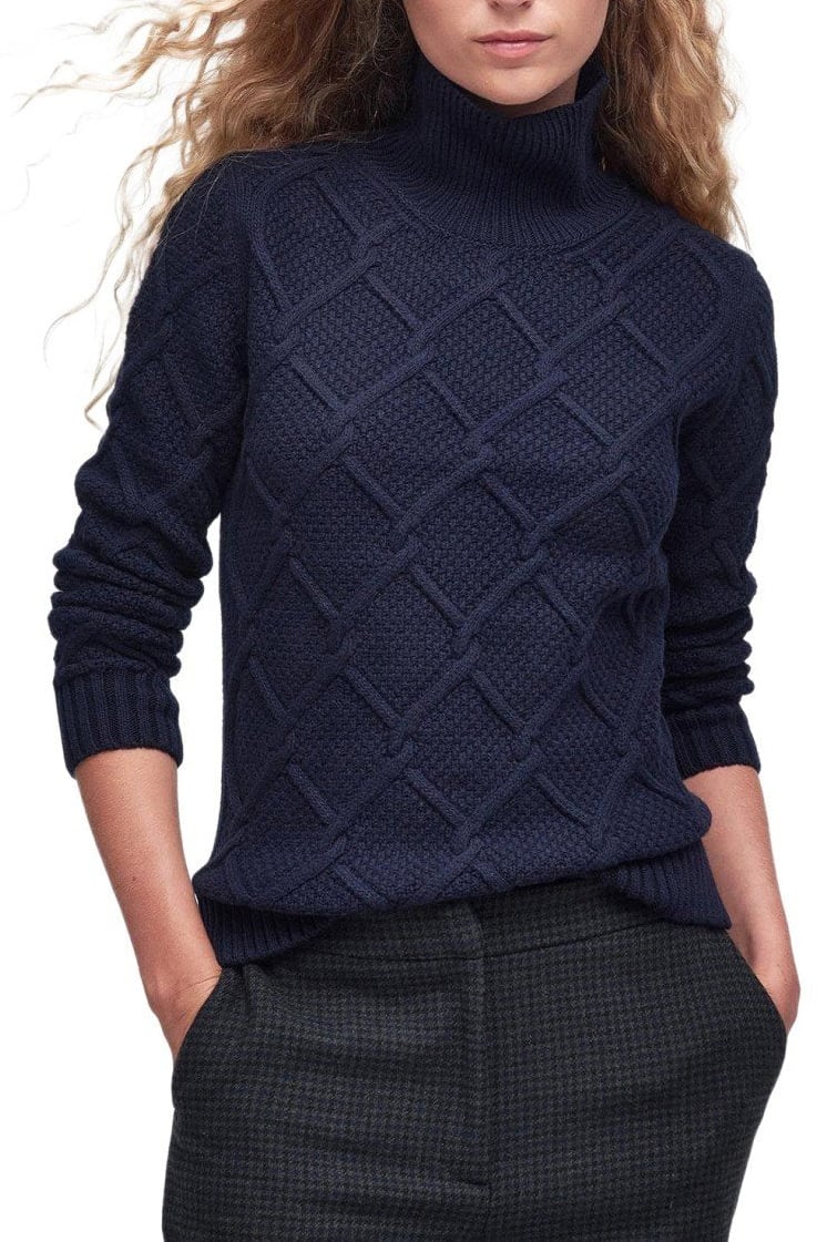 Barbour BARBOUR BURNE ROLL TURTLENECK SWEATER Blauw