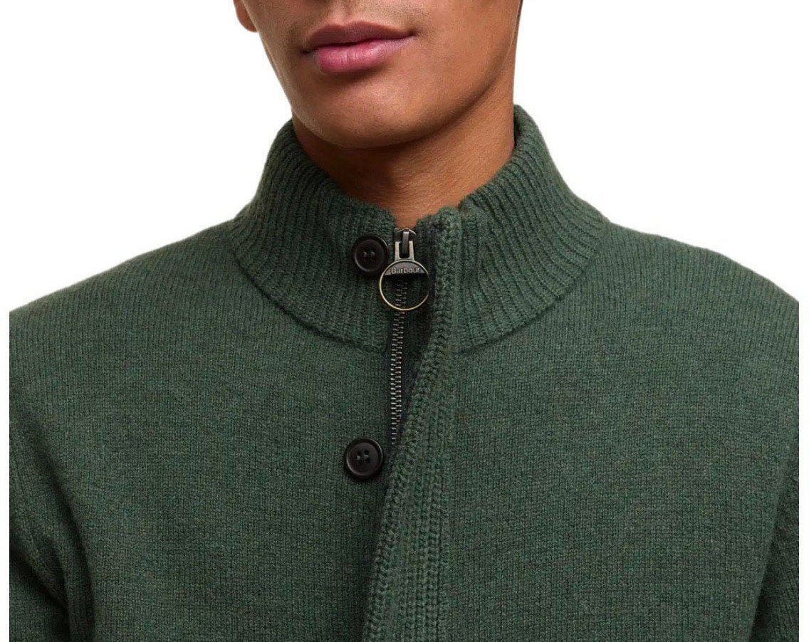 Barbour BARBOUR ESSENTIAL PATCH ZIP OLIVE CARDIGAN Groen