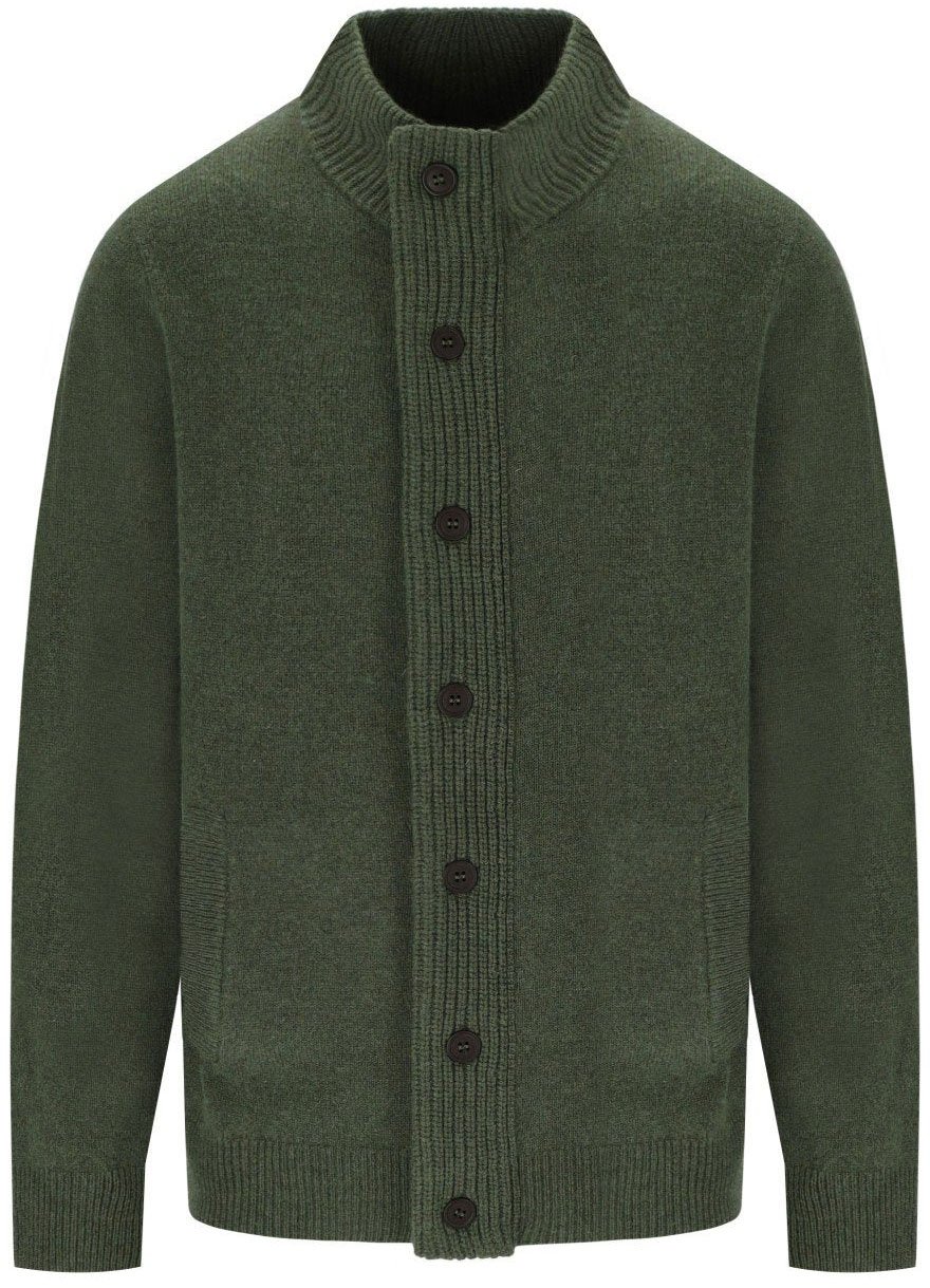 Barbour BARBOUR ESSENTIAL PATCH ZIP OLIVE CARDIGAN Groen