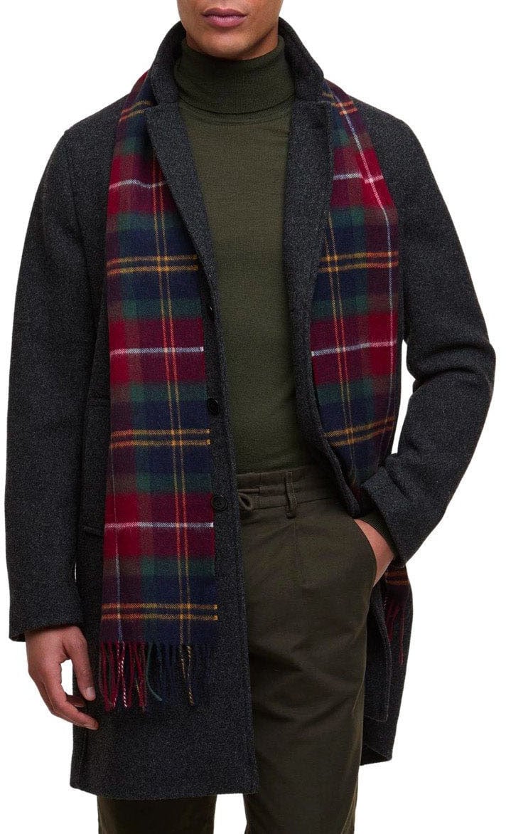 Barbour BARBOUR WOOL CASHMERE WINTERBERRY TARTAN SCARF Rood
