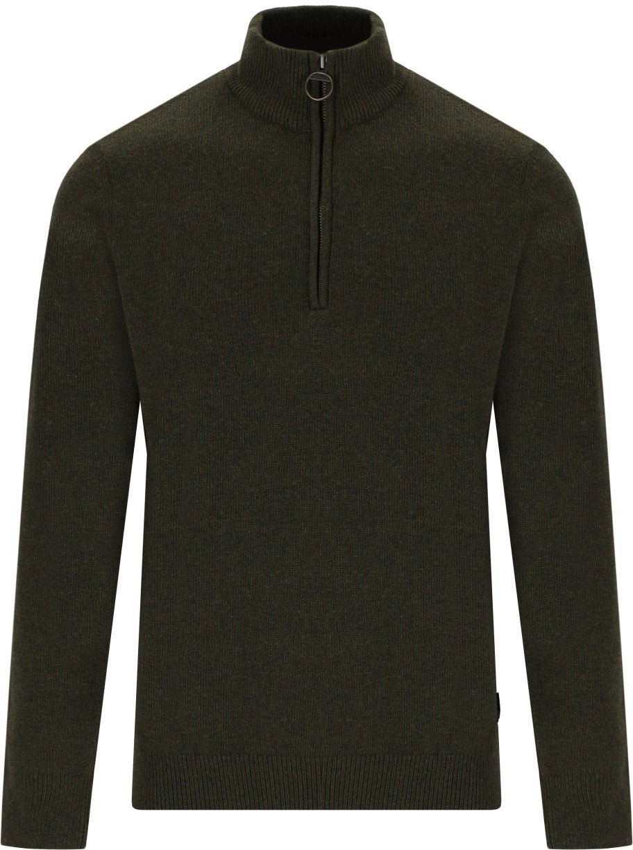 Barbour BARBOUR HOLDEN ZIP OLIVE SWEATER Groen
