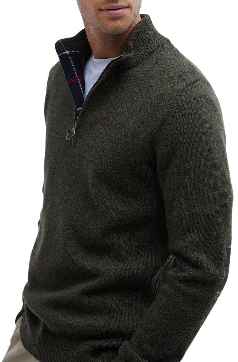 Barbour BARBOUR HOLDEN ZIP OLIVE SWEATER Groen