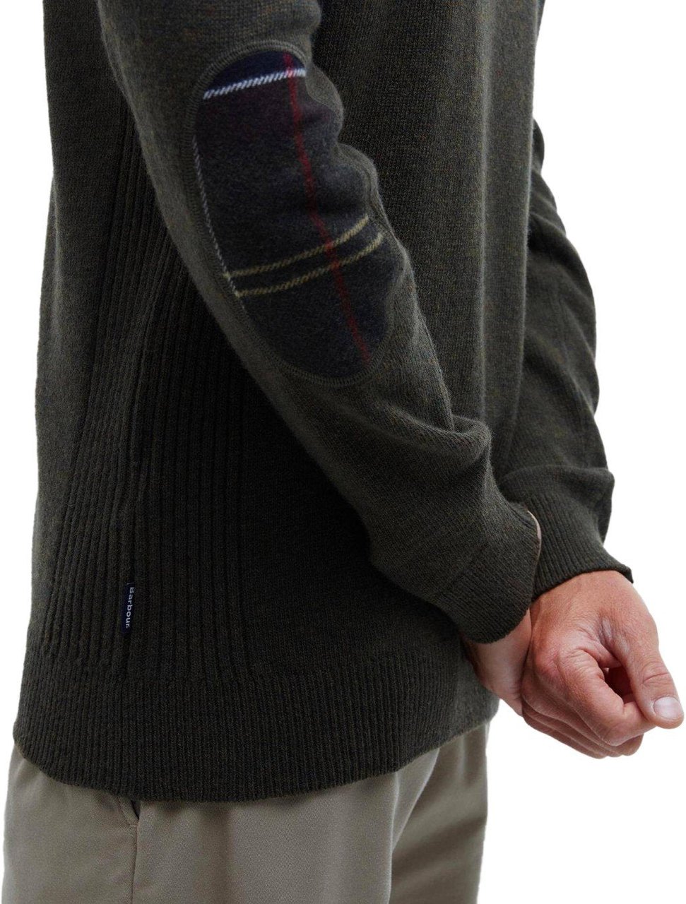 Barbour BARBOUR HOLDEN ZIP OLIVE SWEATER Groen