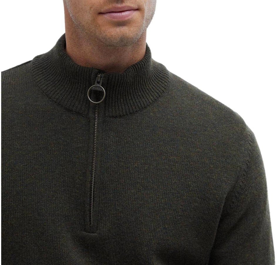 Barbour BARBOUR HOLDEN ZIP OLIVE SWEATER Groen