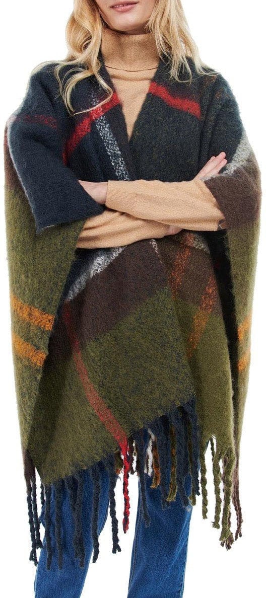 Barbour BARBOUR ISLA BOUCLE TARTAN BLUE CAPE Groen