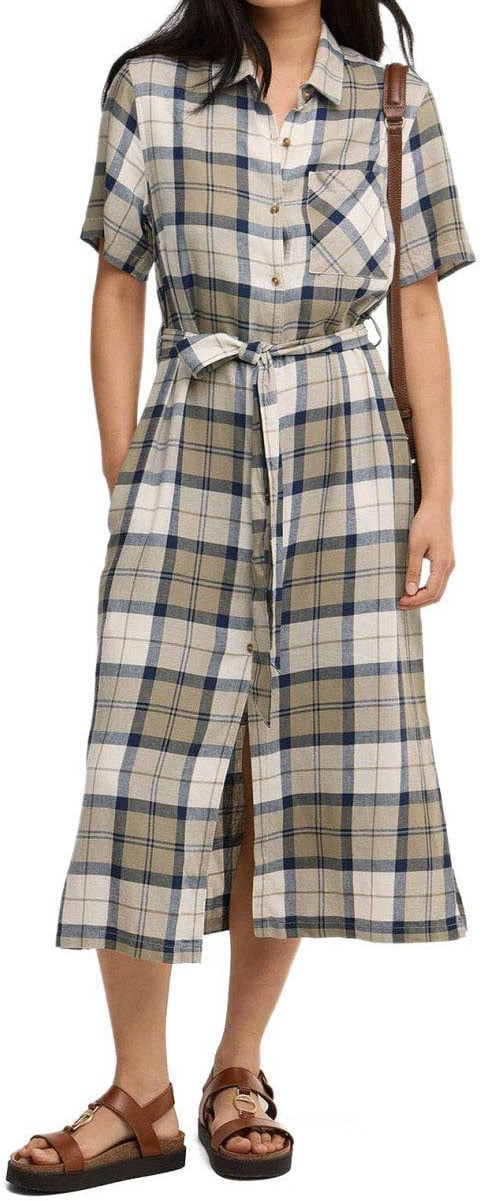 Barbour BARBOUR FERN TARTAN MIDI DRESS Blauw