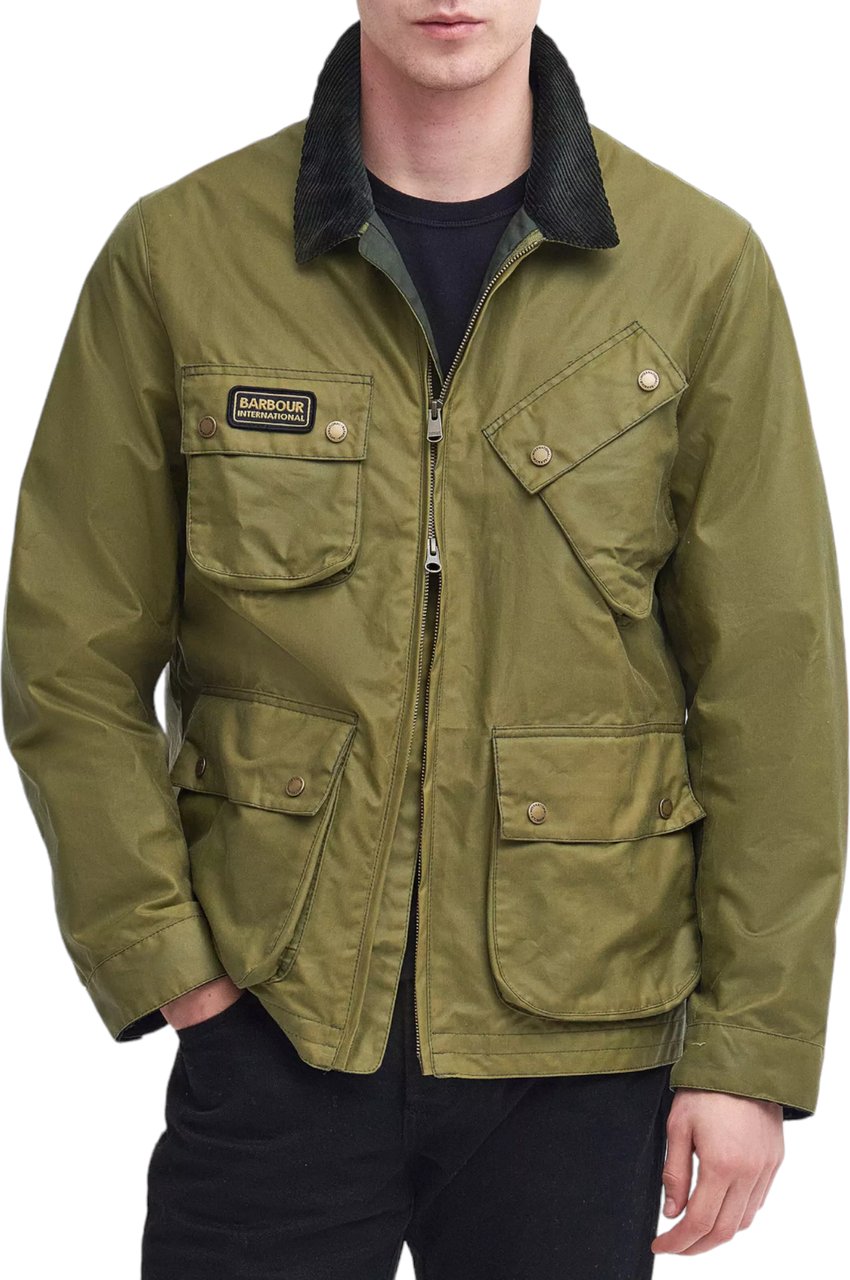 Barbour Veste Sefton Wax col velour vert olive MVX2298 OL31 Barbour Homme Groen