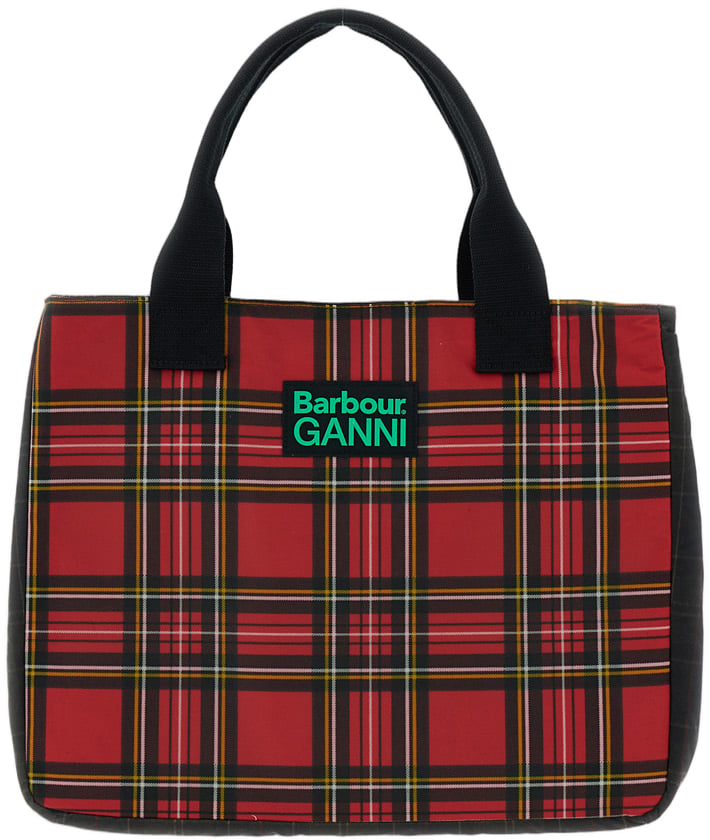 Barbour Tartan Pattern Tote Bag with Embroidered Logo and Internal Zip Pocket Rood