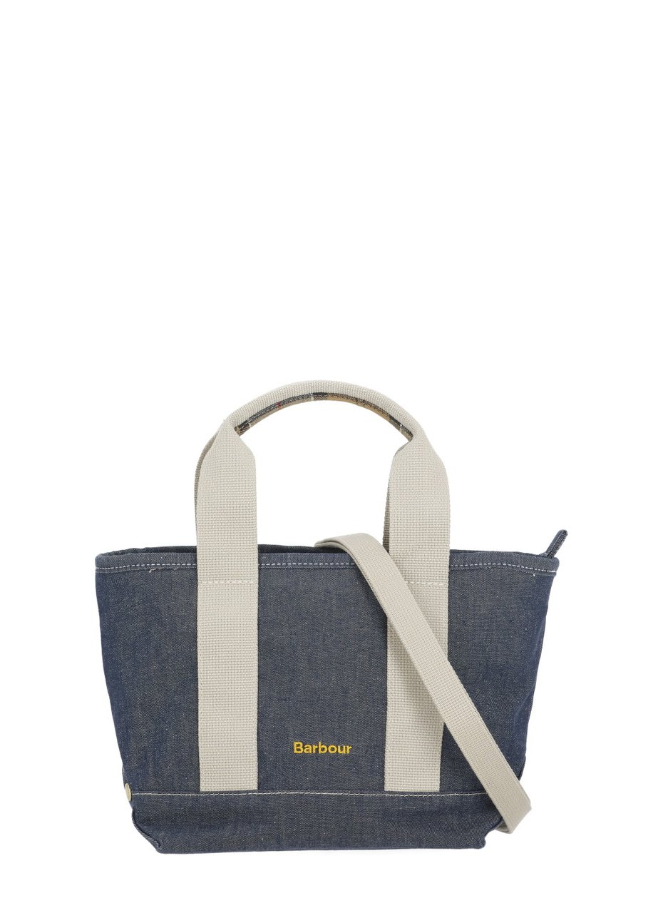 Barbour Mini Mya Denim Tote Bag with Embroidered Logo Grijs