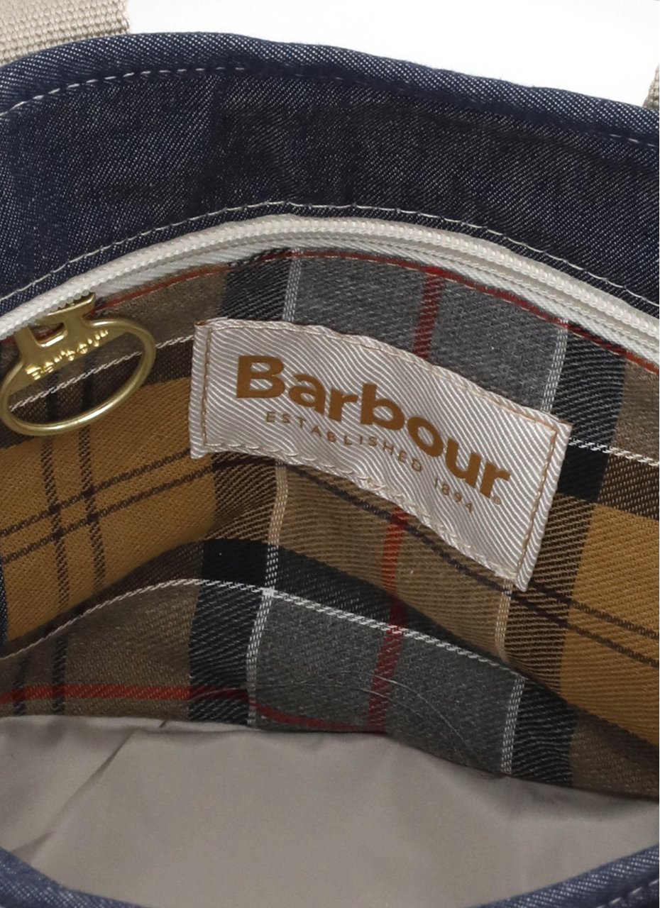 Barbour Mini Mya Denim Tote Bag with Embroidered Logo Grijs
