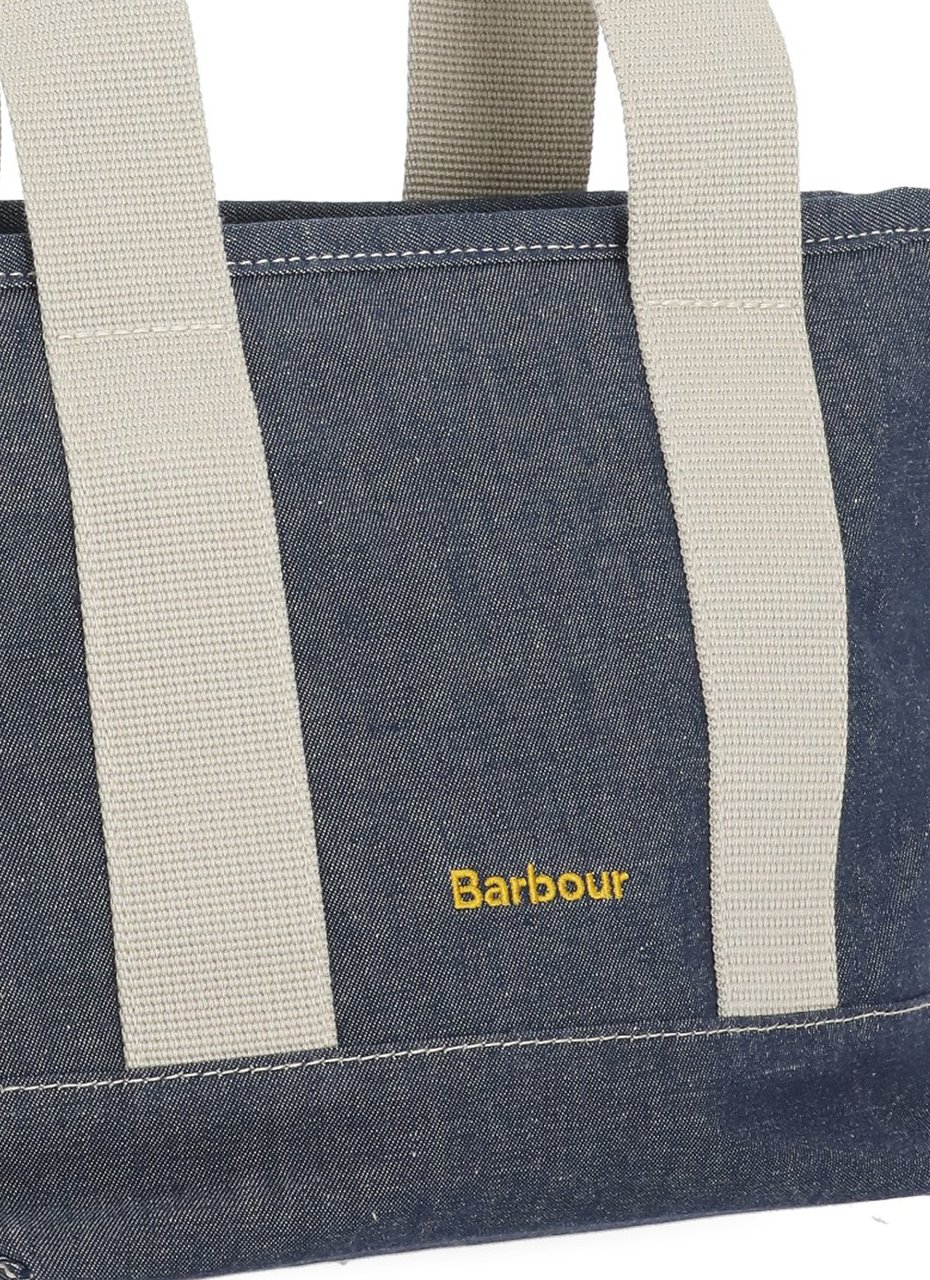 Barbour Mini Mya Denim Tote Bag with Embroidered Logo Grijs
