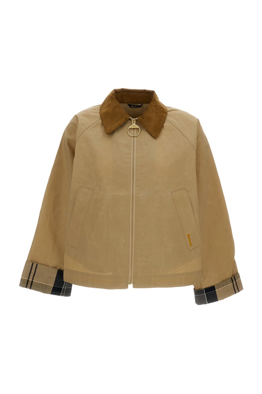 Barbour Casual Jacket with Inverted Box Pleat and Tartan Detailing Bruin