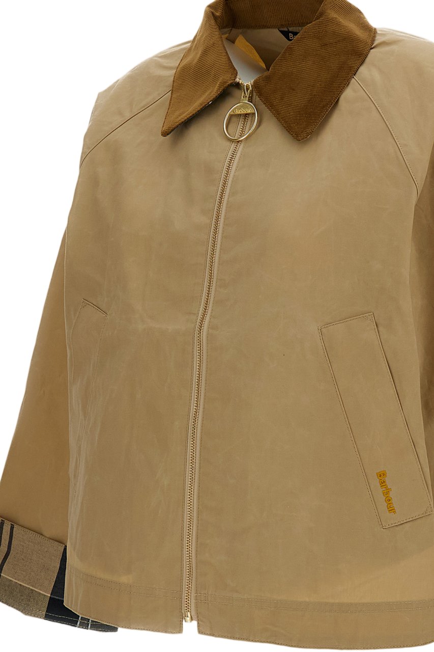 Barbour Casual Jacket with Inverted Box Pleat and Tartan Detailing Bruin