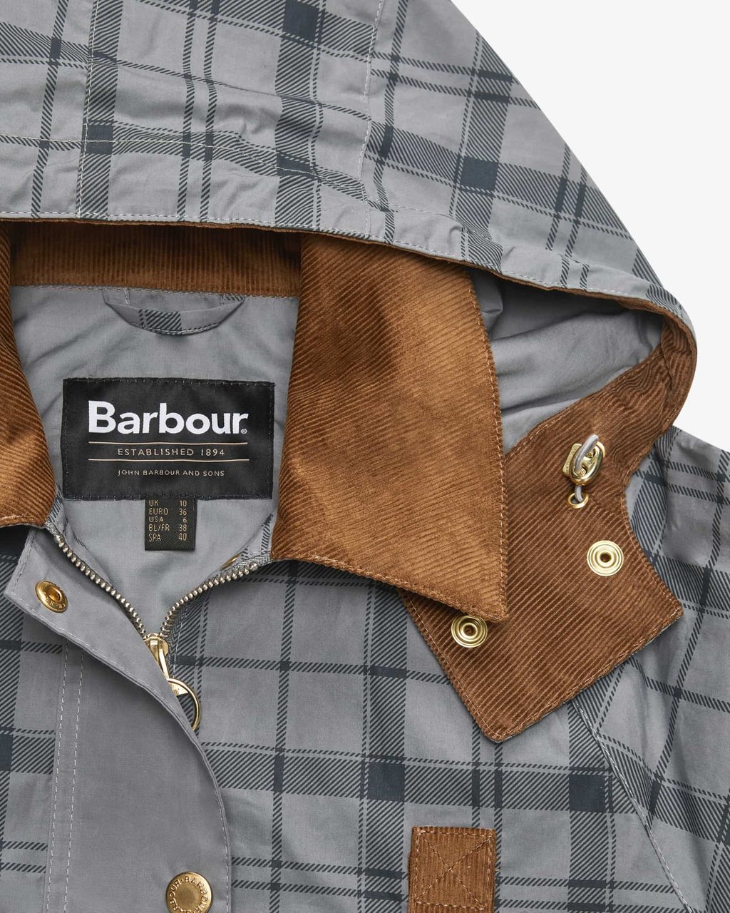 Barbour Carnforth Tartan Hooded Casual Jacket Grijs