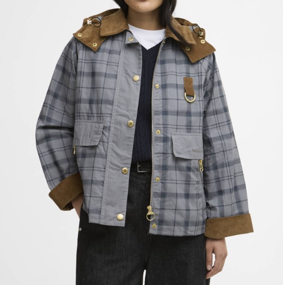 Barbour Carnforth Tartan Hooded Casual Jacket Grijs
