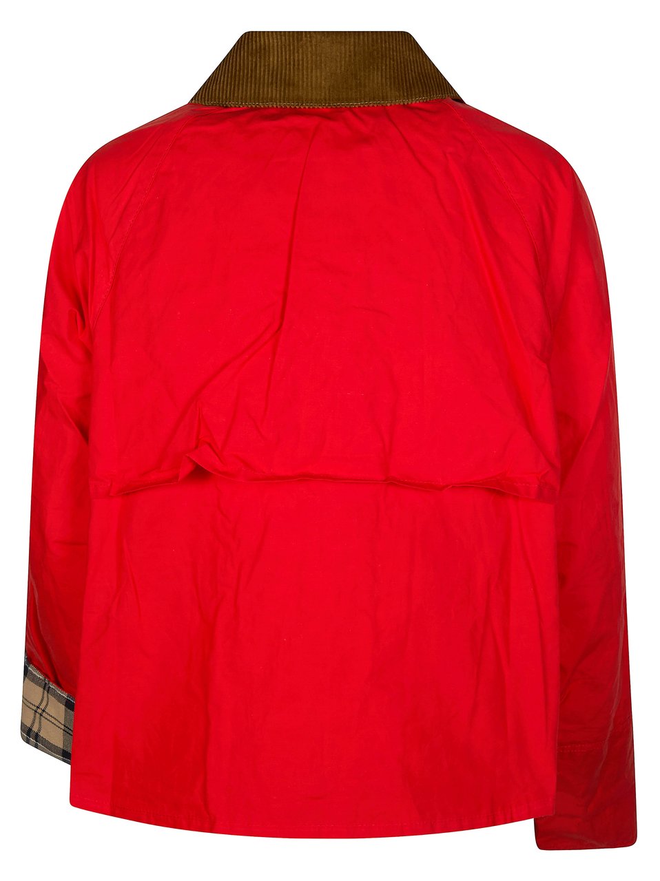 Barbour Red Corduroy Collar Check Jacket Rood