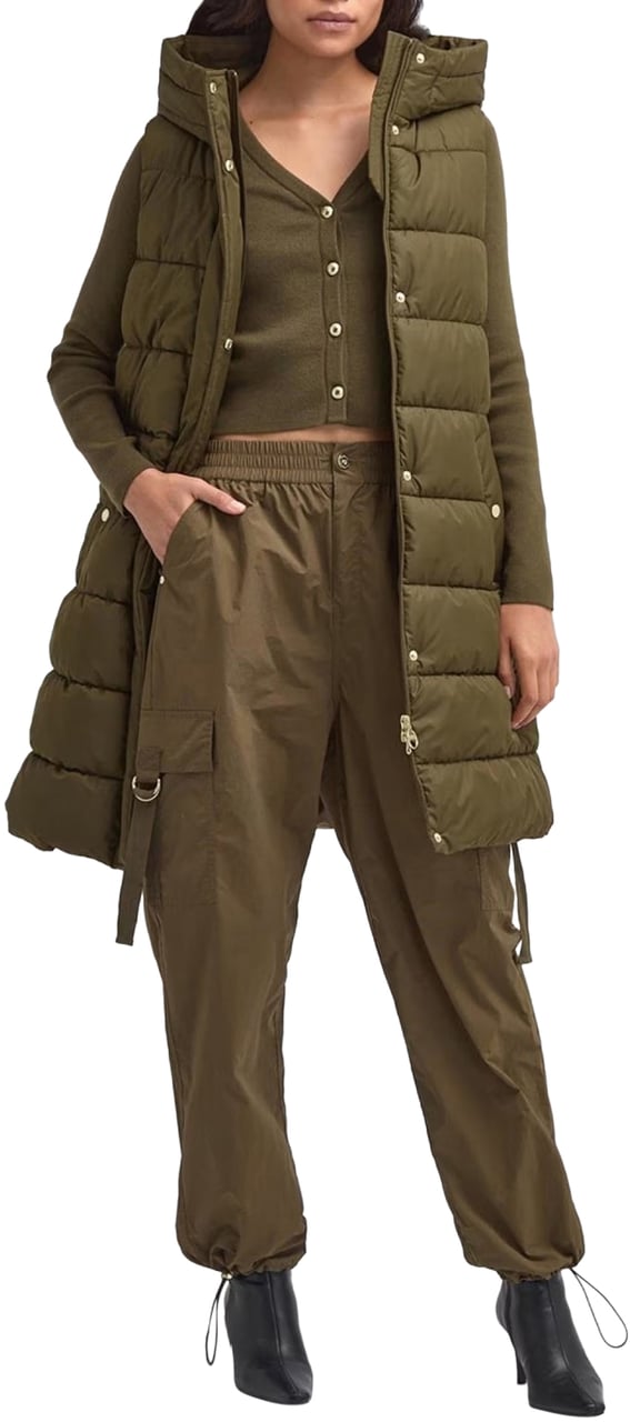 Barbour Greyson Puffer Long Gilet Jacket Groen