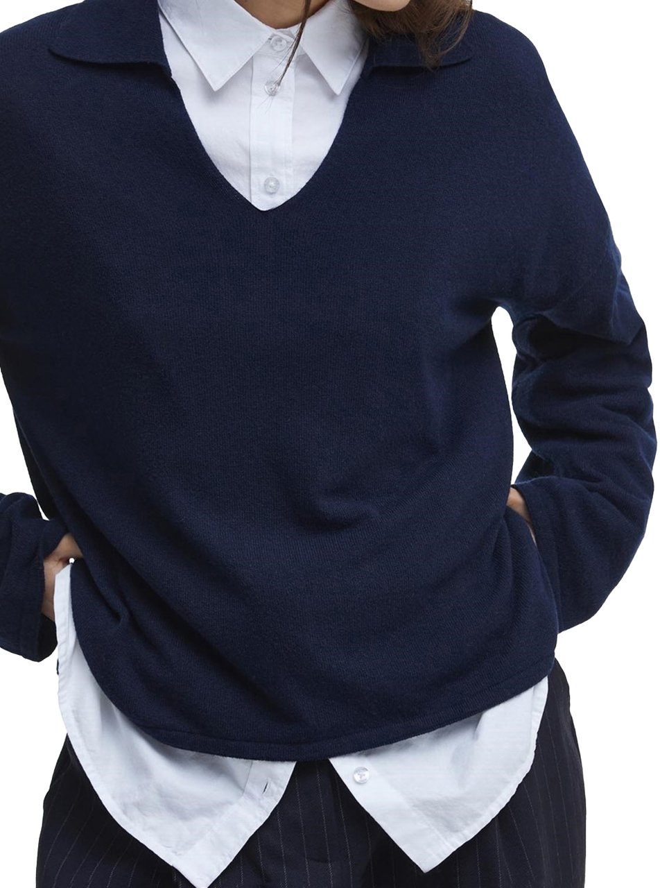 Barbour Fearne Knitted V-neck Sweater Blauw