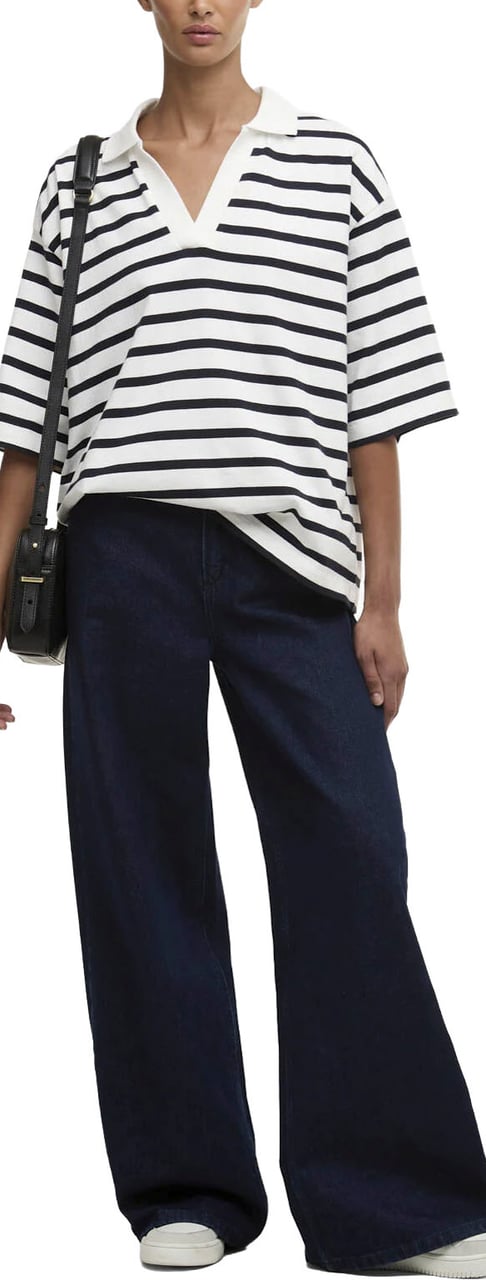 Barbour - Inez striped top - LML0918 - NY99 Cloud dark navy stripe Wit